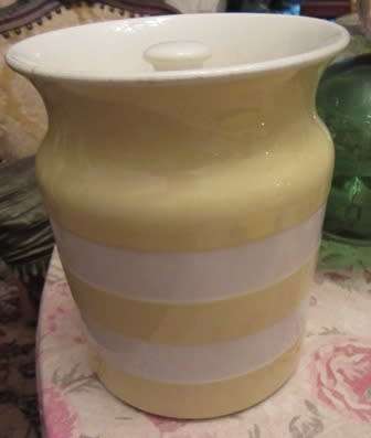 Vintage TG Green Yellow & White Cornish Ware Cannister Large