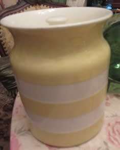 Vintage TG Green Yellow & White Cornish Ware Cannister Large