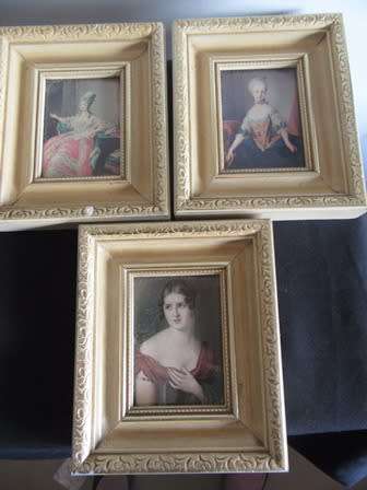 Set of 3 Framed Minature Victorian Style Pictures