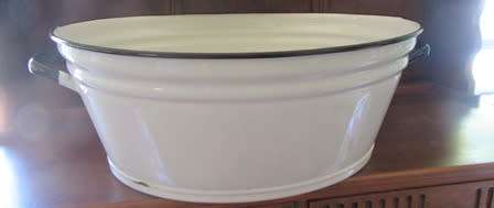 Vintage Enamel Large Basin with Side Handels
