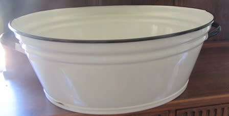 Vintage Enamel Large Basin with Side Handels