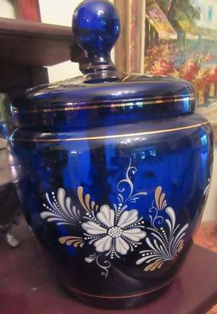Large Colbolt Blue Venetian Biscuit Barrel