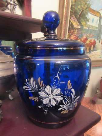 Large Colbolt Blue Venetian Biscuit Barrel
