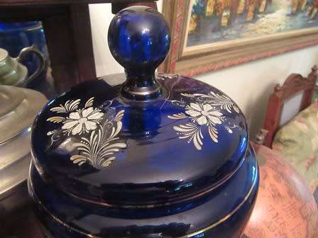 Large Colbolt Blue Venetian Biscuit Barrel