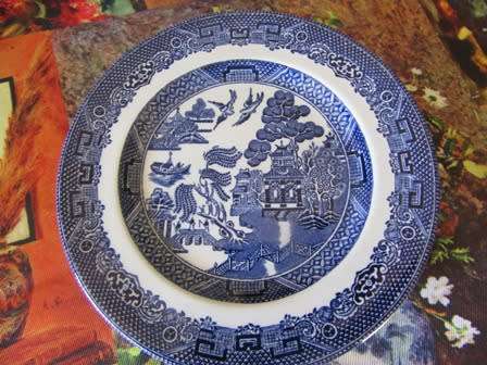Collection of 25 Pieces of  Blue Willow  Pattern Plates and Bowls