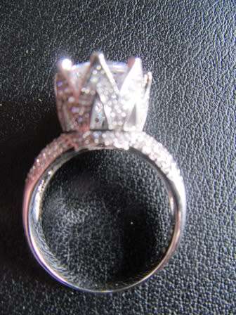 8ct Simulated Diamond Ring With Crown Pave Accent