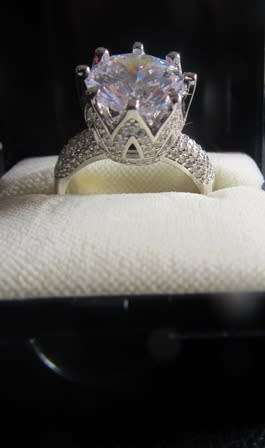 8ct Simulated Diamond Ring With Crown Pave Accent