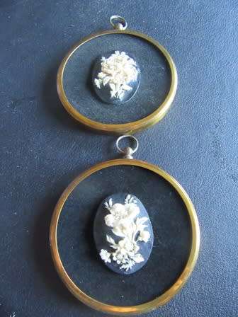 Pair of Flower Cameos Framed from Peter Bates