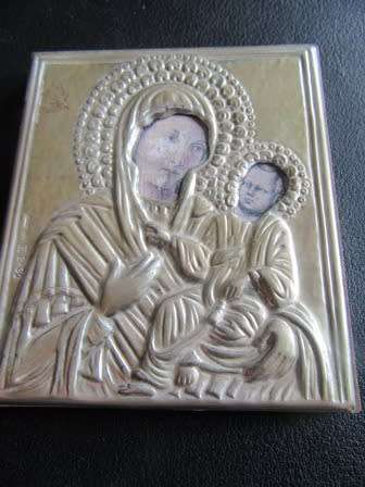 Silver Plated Religious Icon Mother & Child