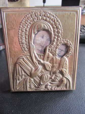 Silver Plated Religious Icon Mother & Child