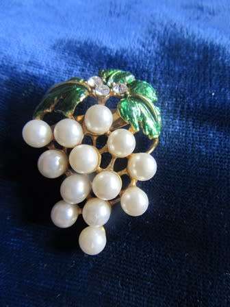 Faux Pear & Enamel Brooch