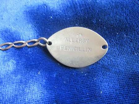 9ct Gold Medic Alert Pendant - Allergy to Penicillin