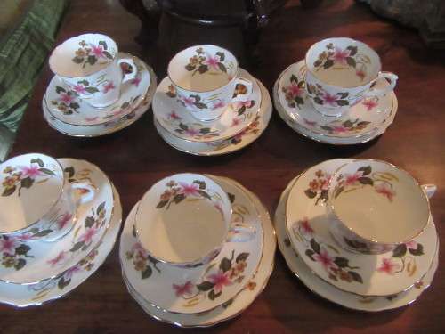 Set of 6x Trios Crown Staffordshire Windmere Pattern