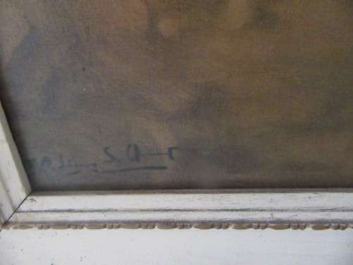 Oleograph of "The Red Dress"Flamenco Dancer by F. Rodriguez Sanchez Clement