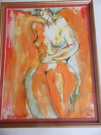 Framed Mixed Media Abstract Nude