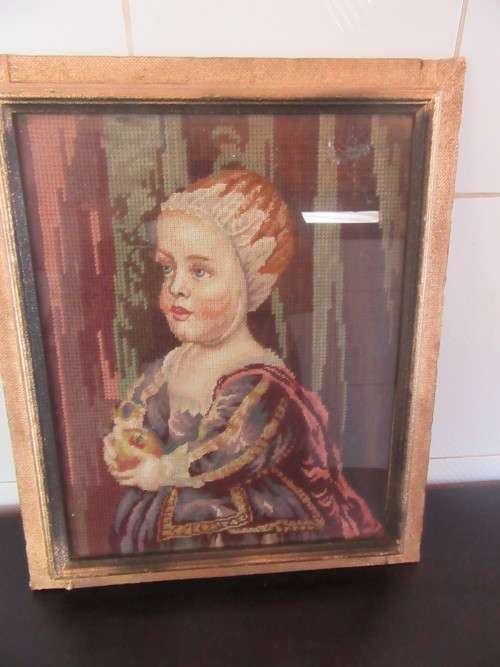 Framed Tapestry Victorian Lady