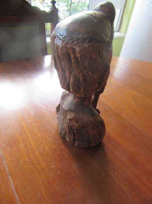 Beautifully Carved Wooden Bust with a Male Smoking a Pipe