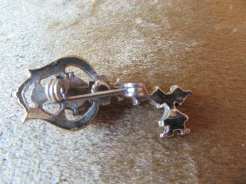 Vintage Key and Pale Blue Stone Brooch