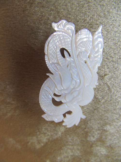 Vintage Mother of Pearl  Dragon Brooch