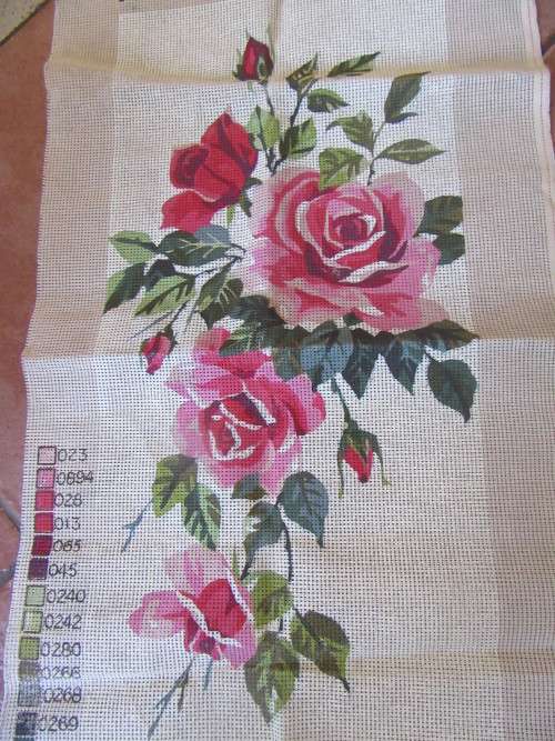 Malmaison Rose Tapestry - Uncompleted Tapestry By Coats & Anchor England
