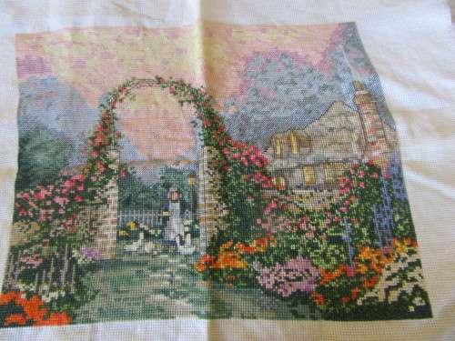 Cross Stitch Secret Garden Panel Completed and Unframed