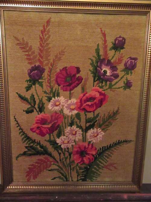 Beautifully   Framed Large Floral Tapestry