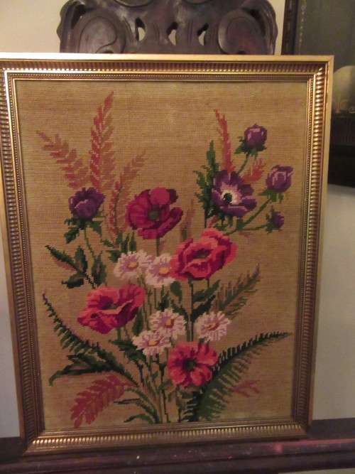 Beautifully   Framed Large Floral Tapestry