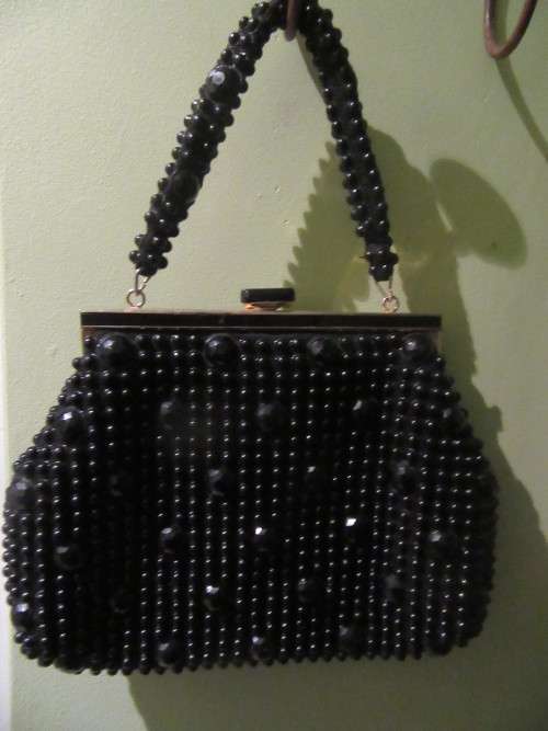 Gorgeous Vintage Black Beaded Handbag
