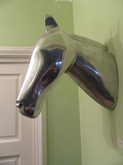 Large Pair of  Pewter Wall Mounted Horse Heads