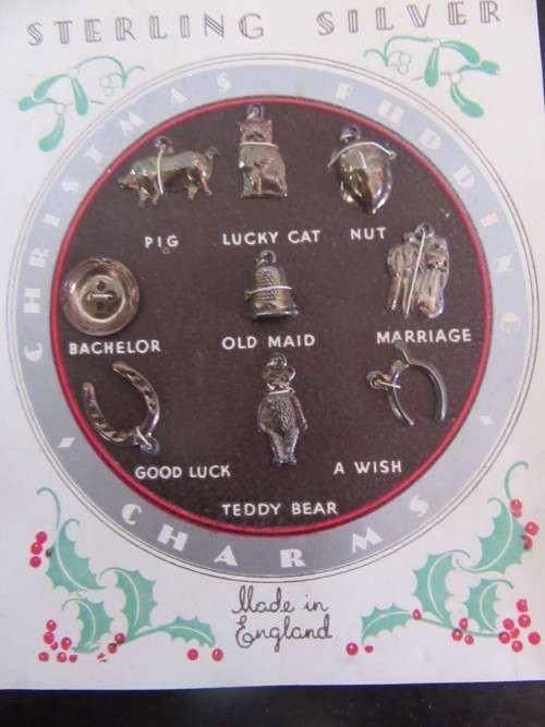 Rare Vintage Sterling Silver Christmas Pudding Charms