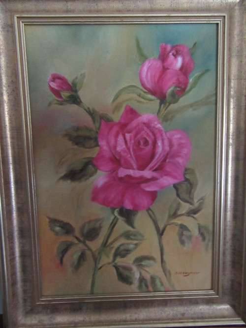 Rose Painting by Jill Seymour Framed