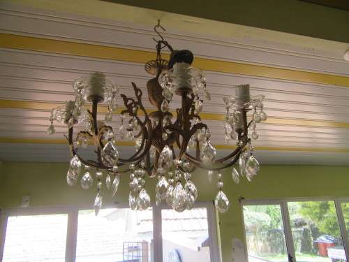 Vintage 8 Arm Crystal Chandelier