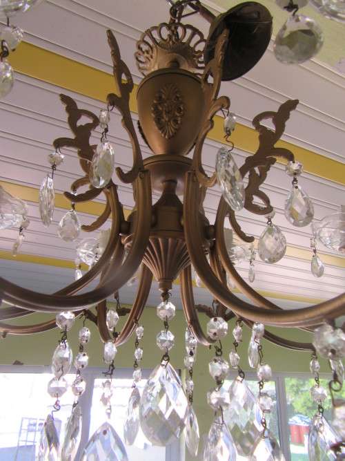 Vintage 8 Arm Crystal Chandelier