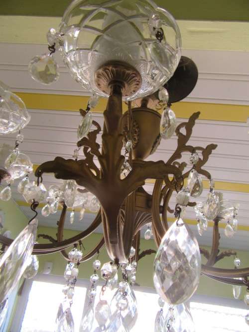 Vintage 8 Arm Crystal Chandelier