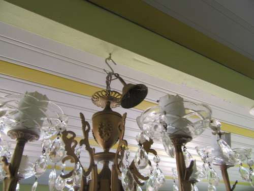 Vintage 8 Arm Crystal Chandelier