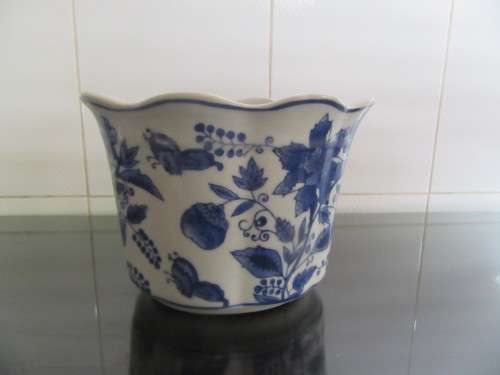 Blue & White Oval Planter