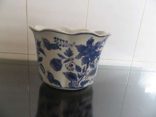 Blue & White Oval Planter