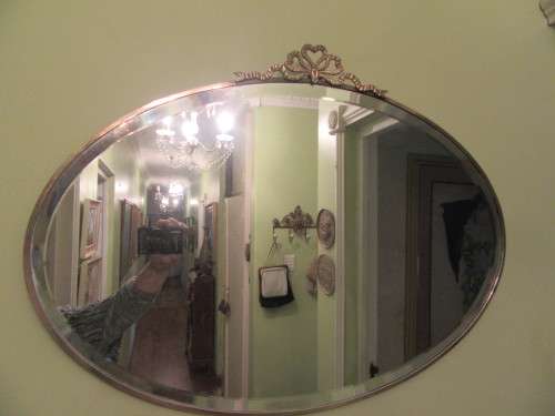 Brass Bevelled Oval Mirror