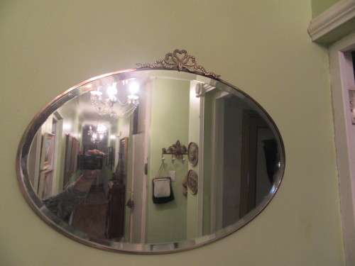 Brass Bevelled Oval Mirror