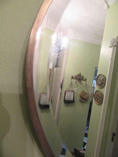 Brass Bevelled Oval Mirror