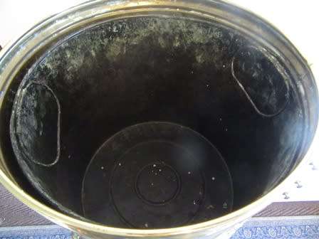 19th Centuary Brass Circular Repousse Embossed Horse & Carriage Kinder/ Coal Box