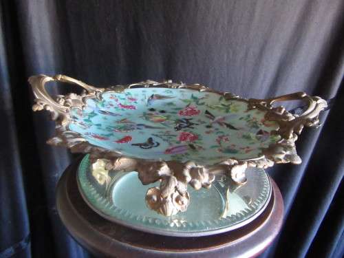 19th Centuary Ormolou Mounted Chinese Bowl Decorated with Flowers, Birds & Butterflies Backstamped