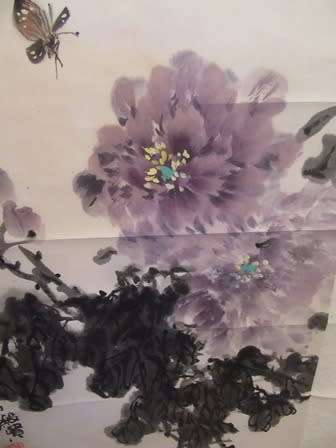 Chinese Long  Silk Scroll Panel