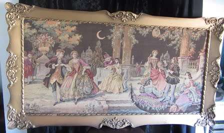 French Tapestry Framed in Ornate Gold Frame