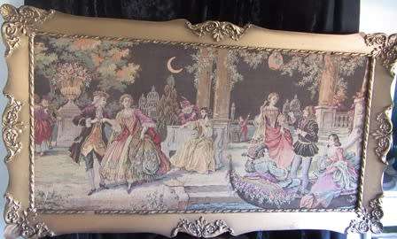 French Tapestry Framed in Ornate Gold Frame