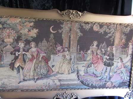 French Tapestry Framed in Ornate Gold Frame