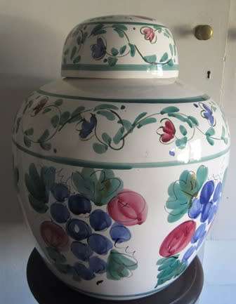 Huge Floral Decorated  Ginger Jar with Lid