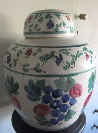 Huge Floral Decorated  Ginger Jar with Lid