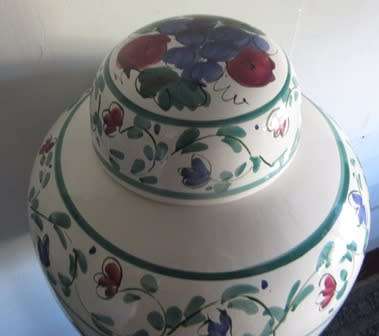 Huge Floral Decorated  Ginger Jar with Lid