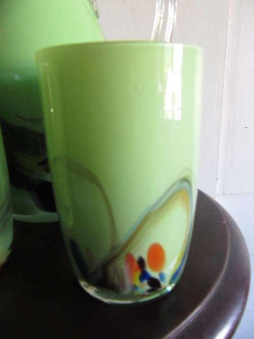 Murano Art Glass Water Pitcher with 2x Glasses